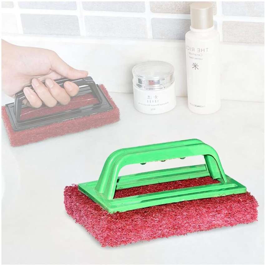 Tile Cleaning Multipurpose Scrubber Brush with Handle, Size: Small