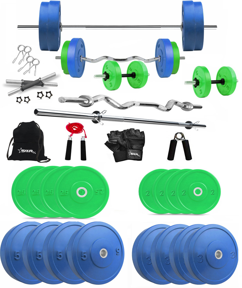 STARX 50 kg 50 kg Multi Color 100 Rubber Plates for Use of Home Gym Combo Home Gym Combo Price in India Buy STARX 50 kg 50 kg Multi Color 100