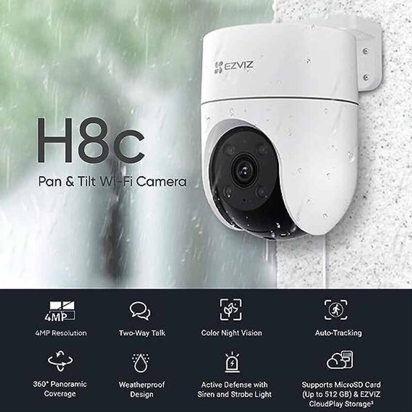 EZVIZ H8c 4MP Wi-Fi Outdoor PanTilt ,Color Night Vision|Two-Way  Talk|Weatherproof Security Camera Price in India - Buy EZVIZ H8c 4MP Wi-Fi  Outdoor PanTilt ,Color Night Vision|Two-Way Talk|Weatherproof Security  Camera online at Flipkart.com