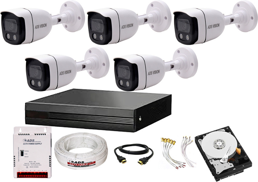 ADS VISION 5MP DVR 3MP HD 5 BULLET COLOR VIEW NIGHT VISION CAMERA