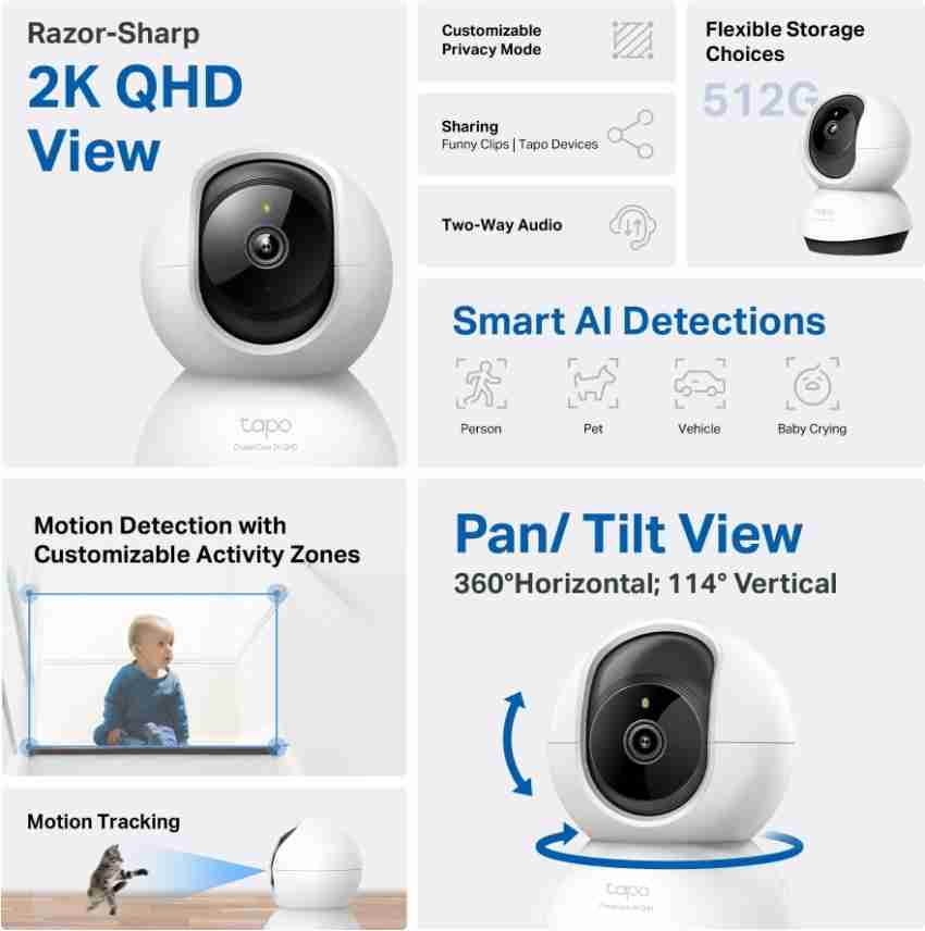TP LINK Tapo C225 Pan/Tilt Smart Security Camera 360°, 2K QHD