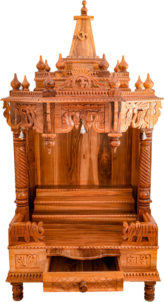 mahalasa art Solid Teak Wood Mandir / Wooden Temple for Home Wall 