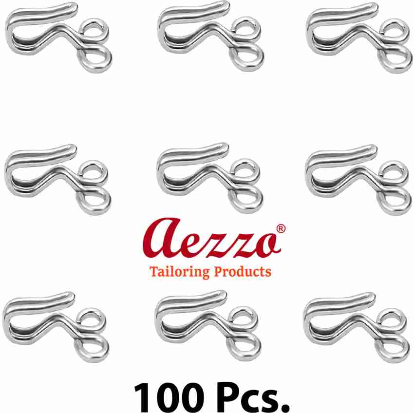 Aezzo Silver Blouse Hooks 100 Pcs. Stainless Steel Premium Quality for  Ladies Blouses, Dresses, Chudidars, Children's Dresses, Frocks, Gowns, etc.  for Tailoring and Embroidery. Hook Eye (100 Pcs.) Hook Eye Price in