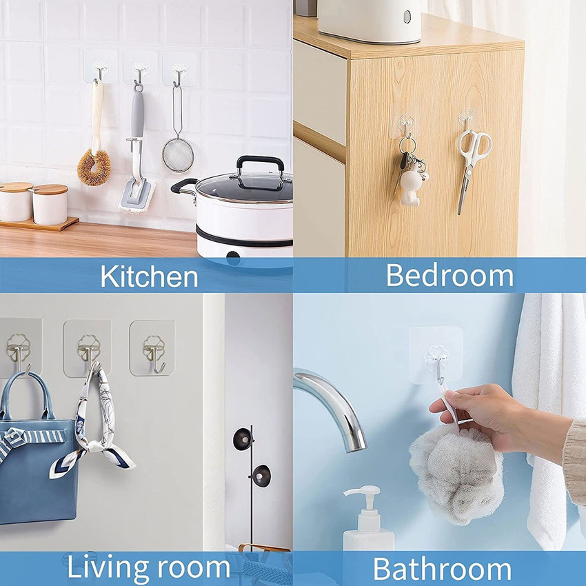 Grow Basket Heavy Duty Self Adhesive Wall Hook Transparent for Kitchen Bathroom Office Tiles Hook 10 Price in India Buy Grow Basket Heavy Duty Self Adhesive Wall Hook Transparent for Kitchen