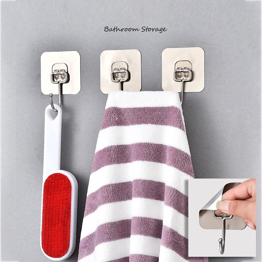 6-Pack Towel Hooks For Bathroom, Adhesive Wall Hooks For Hanging