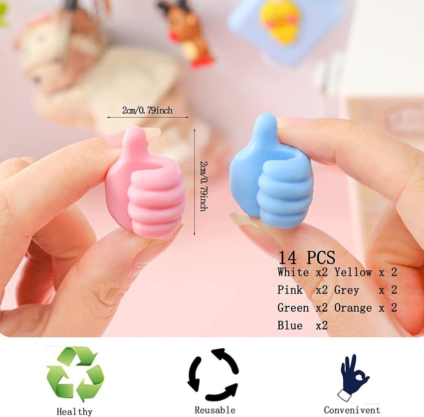 Thumb Hooks Silicone, 10 Pcs Self Adhesive Thumb Hook Wall Hangers for Cable  Clip Key Hat Makeup Brush Holder