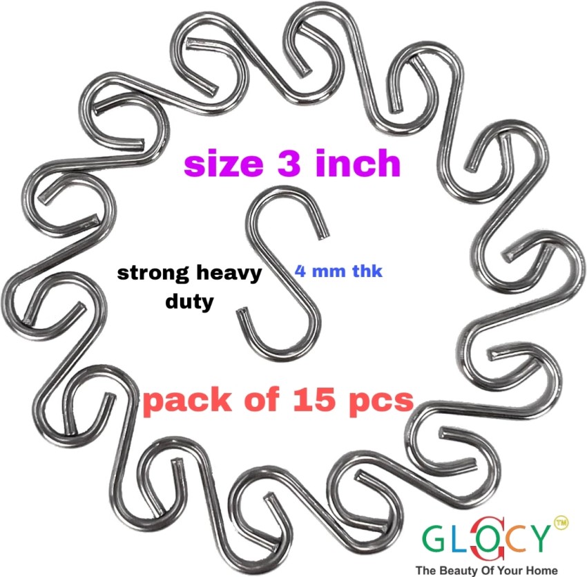 GLOCY Stainless Steel S hooks, Multipurpose Use S Hook Hook 15