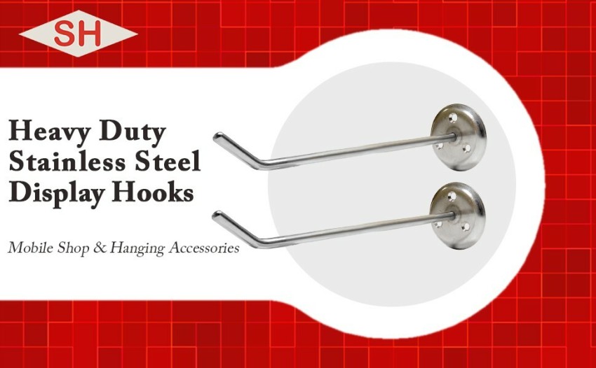 SH Stainless Steel Display Hooks for Mobile Shop, Silver (7 Inch