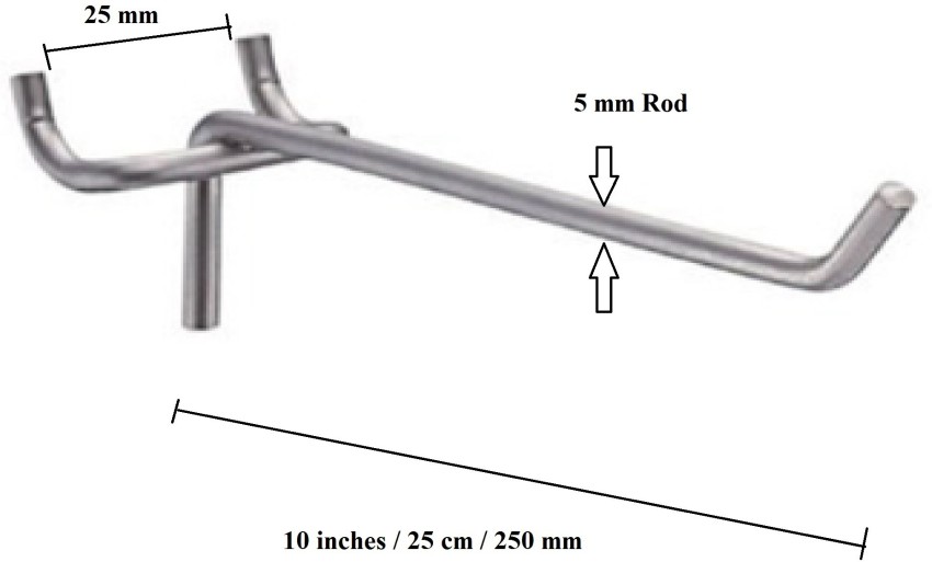 Q1 Beads 12 Pcs 8 Inch (5 mm Rod) Stainless Steel Display Hook for Shop ,  Showroom , Supermarket , Boutique ,Mobile Shop - Heavy Duty with Hardware  Fittings(8 Inches,5 mm Thick 