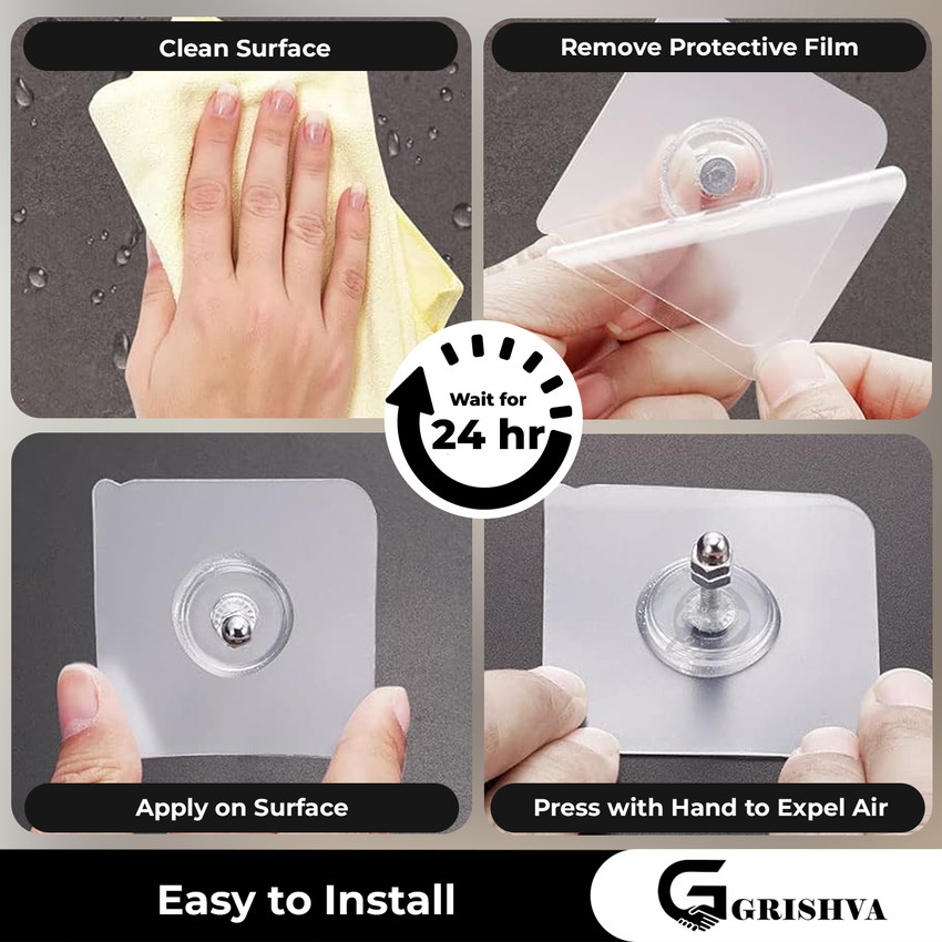 GRISHVA Self Adhesive Wall Hooks for Hanging Photo Frame Wall Clock Key Bathroom Hook 4