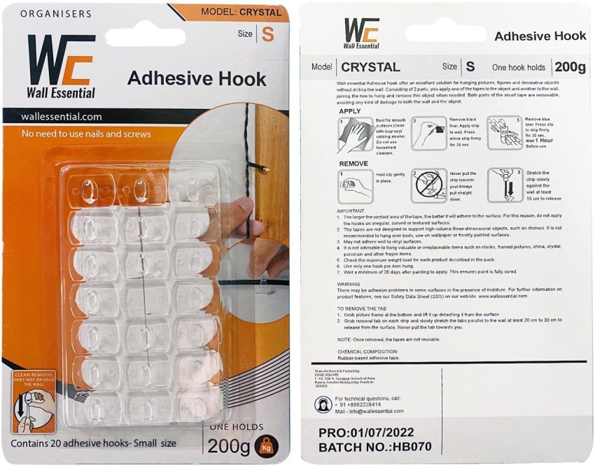 Wall Essential Damage-Free Hanging Adhesive Hooks, Hook for photo