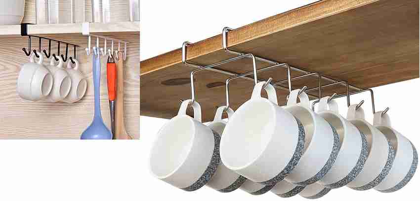Home Cube 2pc Combo 6 Metal Door Hook Organiser 10 Hooks Under Shelf Mug Cup Holder Hook 10 Price in India Buy Home Cube 2pc Combo 6 Metal Door Hook
