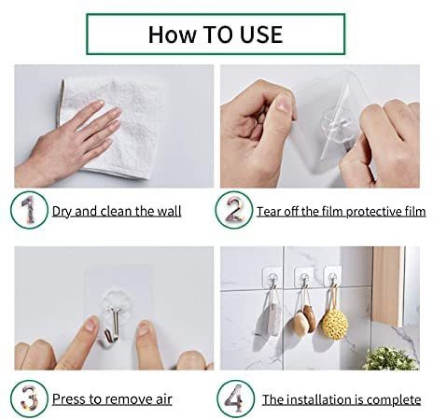 Multifunctional Transparent 6 Hooks,Adhesive Row Hooks,Transparent Wall  Hooks,Heavy Duty Self Adhesive Hooks,Utility Hooks,Drill-Free Wall