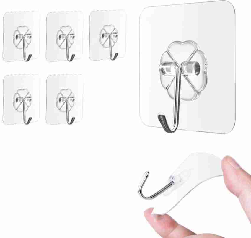 Adhesive Hooks Sticky Wall Hooks Hangers Stick On Door Cabinet Plastic Towel Hanger Hooks for Hanging Kitchen Bathroom Home-2 Pack