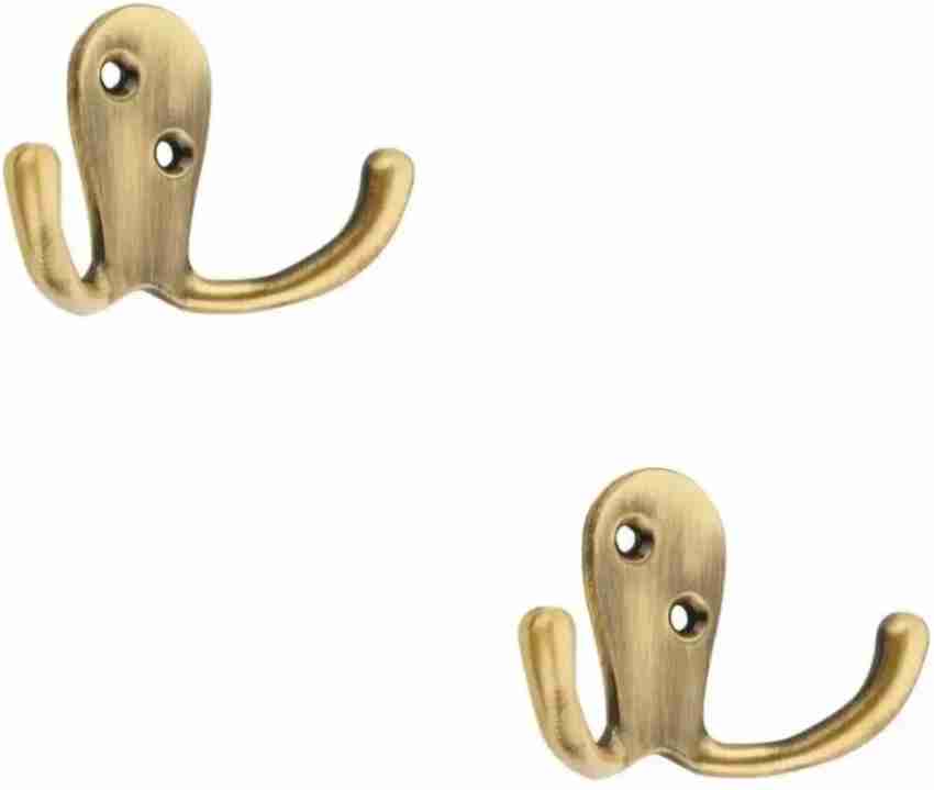Screwtight Wide Double Robe Hook - Antique Brass - Hook for Wall