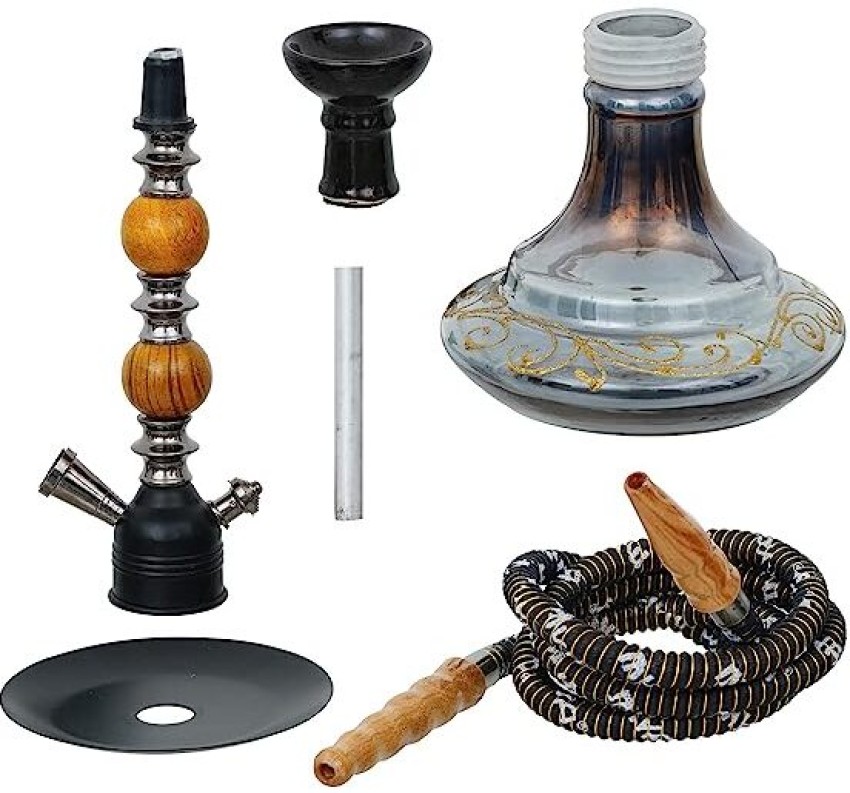 JaipurCrafts Premium Designer Pumpkin Glass Hookah Set ( 10 Inches