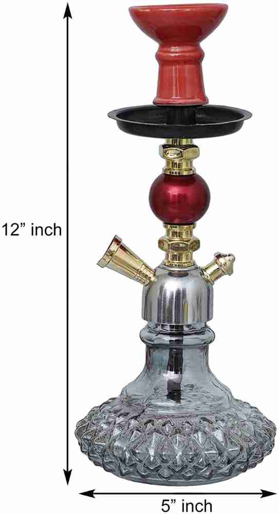 JaipurCrafts Premium Designer Russian Style Hookah Set (Red, 18.50 Inches)