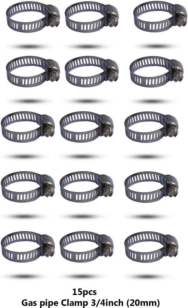 ESEKSAFAR Heavy duty 15pcs Gas Pipe Hose Clamp Clip size adjust