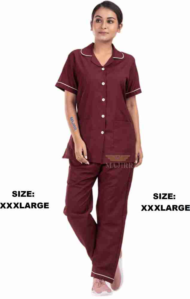 MAJIRR Nurse Dress/Uniform Soft n Comfy Pure Viscose Cotton Maroon  (XXXLarge) Shirt, Pant Hospital Scrub Price in India - Buy MAJIRR Nurse  Dress/Uniform Soft n Comfy Pure Viscose Cotton Maroon (XXXLarge) Shirt