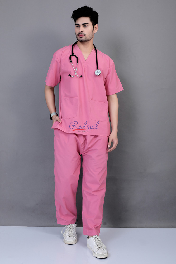 redowl Professional Shirt Pant Scrub Suit for Doctors Nurses OT Dress Pink M Shirt Pant Hospital Scrub