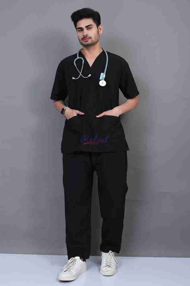 Black scrub dress top