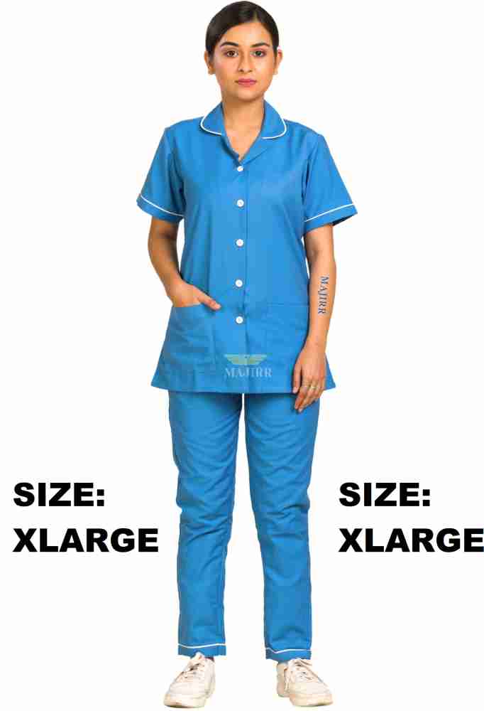 Blue Nurse Uniform - High Quality, 100% Cotton / With Nurse Cap / Blue /  Scrubs