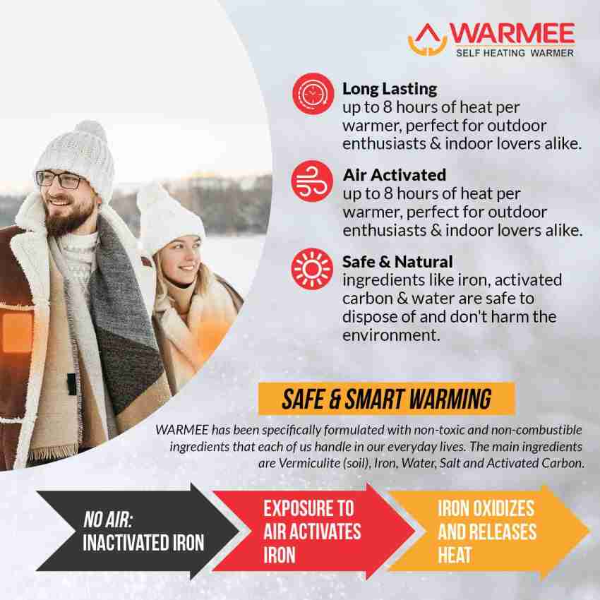 WARMEE HAND WARMERS - HEAT POUCH, HEAT PACK FOR MEN & WOMEN, BODY WARMER  FOR TRAVEL, COLD CLIMATE, WINTER