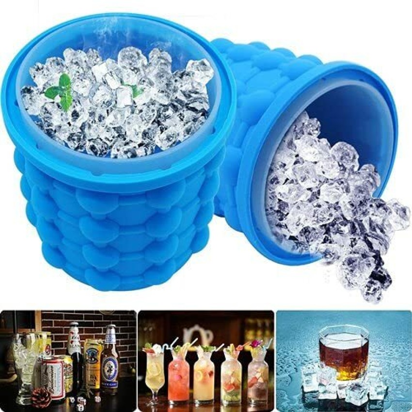 Ice Cube Mold Ice Trays, Large Silicone Ice Bucket, (2 In 1) Ice