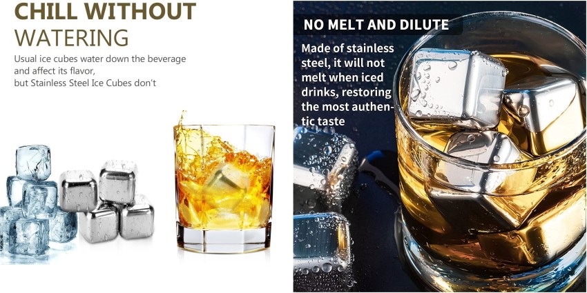 Whiskey Stones Reusable Ice Cubes with Silicone Square Ice Molds