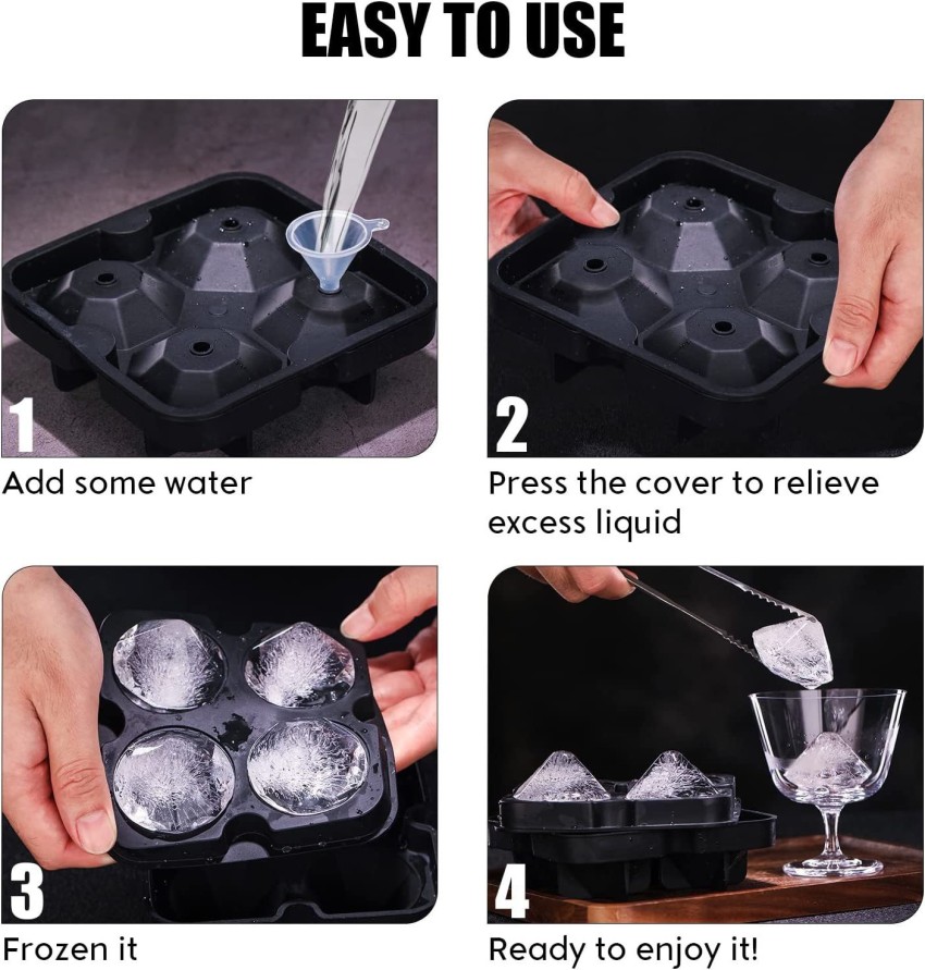 1pc Silicone Round Ice Cube Tray Ice Cube Molds Ice Ball Maker Mold With  Lid Big Ice Cubes For Whiskey Cocktails Bourbon 6-Cavity Sphere Ice Mold Ball  Maker