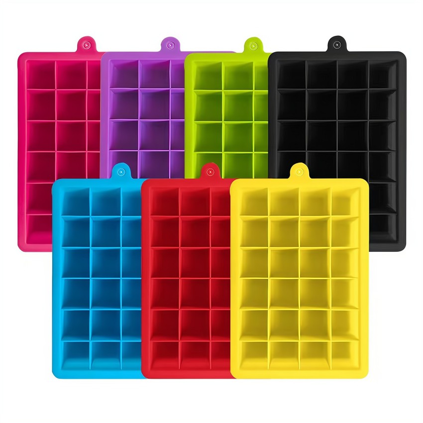 Ice Cube Tray With Lid, 24 Cavity Flexible Food Grade Silicone Ice