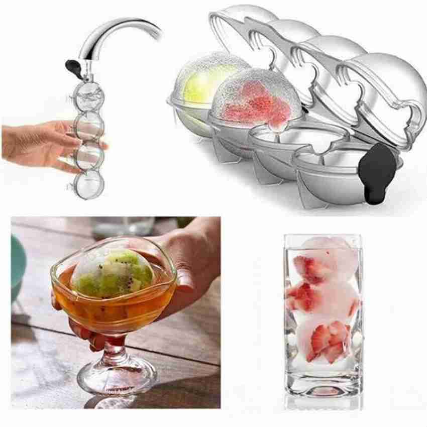 4 Ball ice molds Flexible Transparent Plastic Ice Ball Moulds Ice