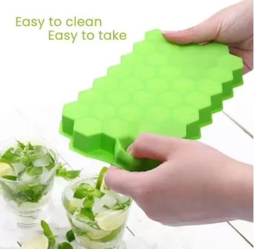 Silicone Ice Cube Tray Set (2 Pack) Honeycomb Shaped Flexible Ice