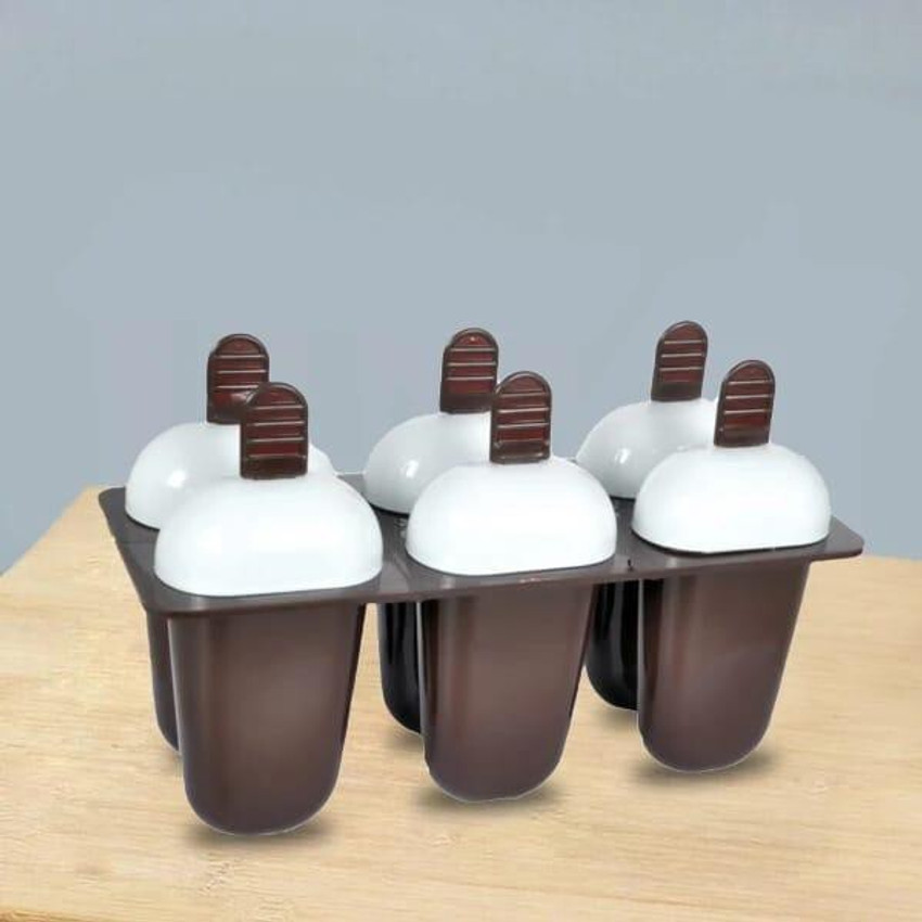 MOOZICO Frozen Ice Cream 6 Candy Popsicle Moulds Reusable Plastic Holder Ice Candy Mould Brown Plastic Ice Cube Tray Price in India Buy MOOZICO Frozen Ice Cream 6 Candy Popsicle Moulds