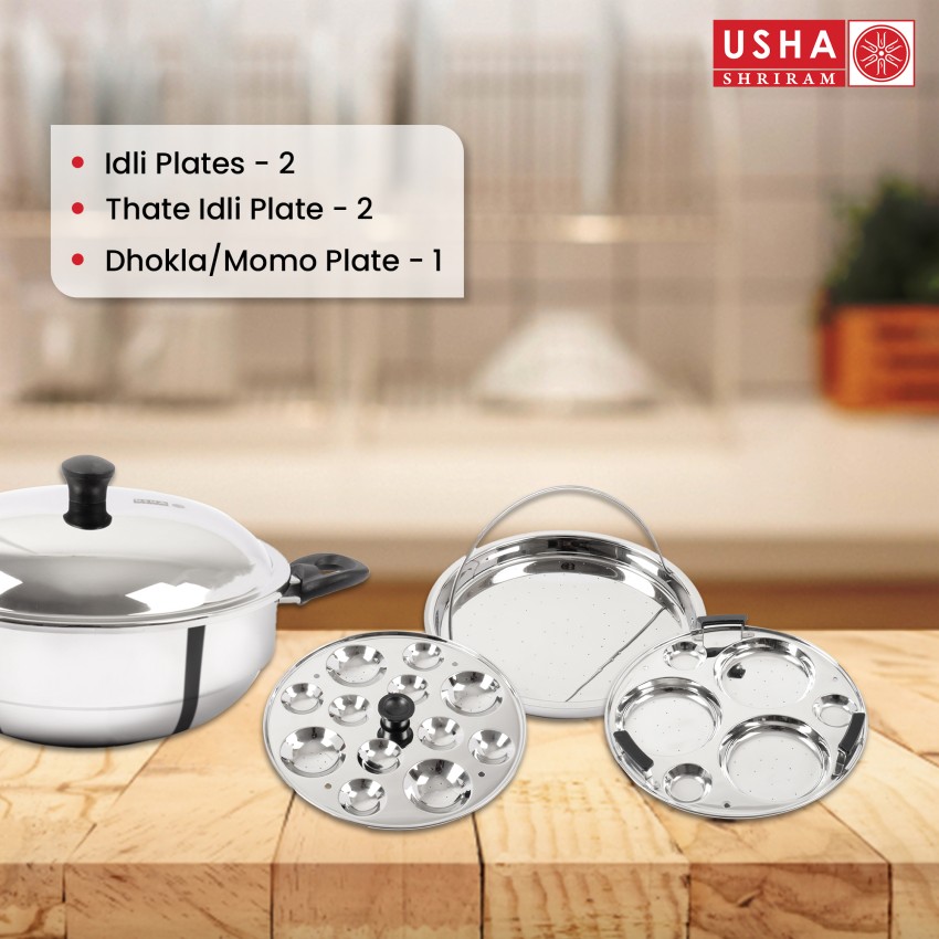 USHA SHRIRAM Triply Stainless Steel Kadai with Lid