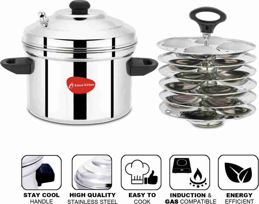 Mahavir Stainless Steel Idly Maker 6 Plates 24 idlies Silver