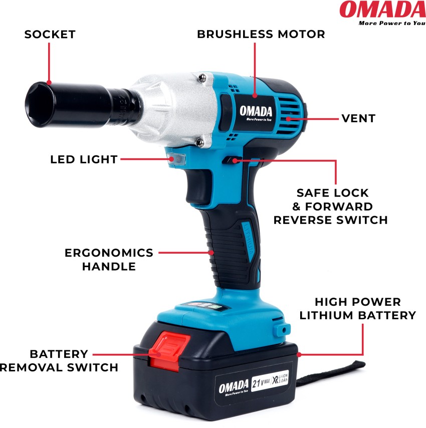 OmadaTools 21v Electric Cordless Impact Wrench with High Speed