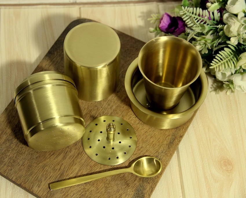 Puri Brass South Indian Coffee Filter with DABARA Set and 1 Small