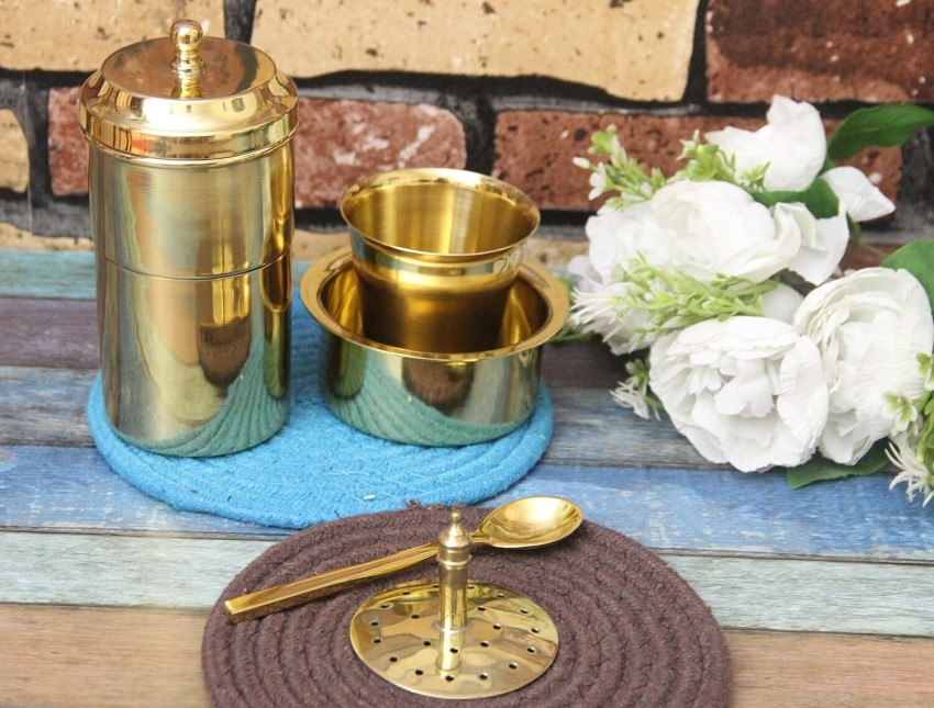Urban Platter Brass South Indian Filter Coffee Experience Set (Filter,  Dabara Vati and 1 Spoon in Brushed Brass finish) – Urban Platter