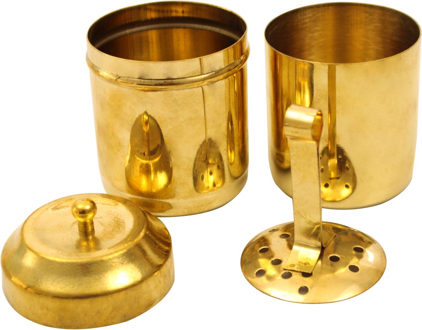 Gayatri - Pure Brass Coffee Filter 350 Ml + Dabara Set (4 Sets)- Kumbakonam  Traditional Special. Heavy Weight, Dabra Set Each 150 Ml Capacity. Serves