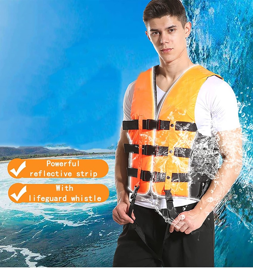 Children Adult Professional Life Vest Reflective Adjustable Waistcoat Jacket  With Whistle Belt For Swimming 