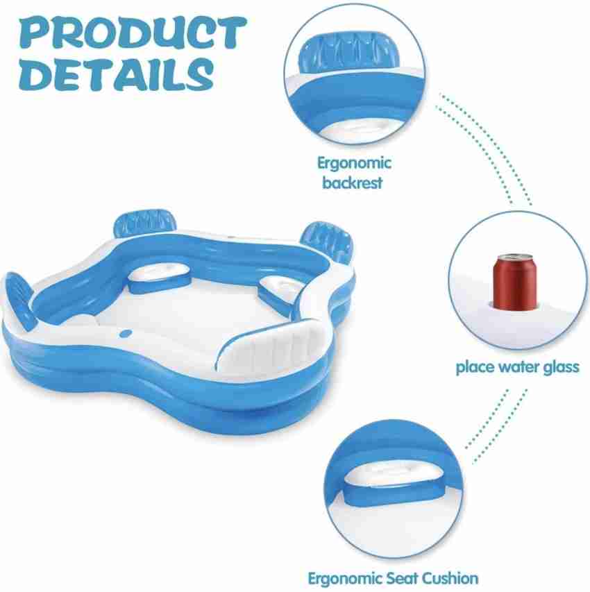 Attire Inflatable Family Swimming Pool with Seat and Backrest