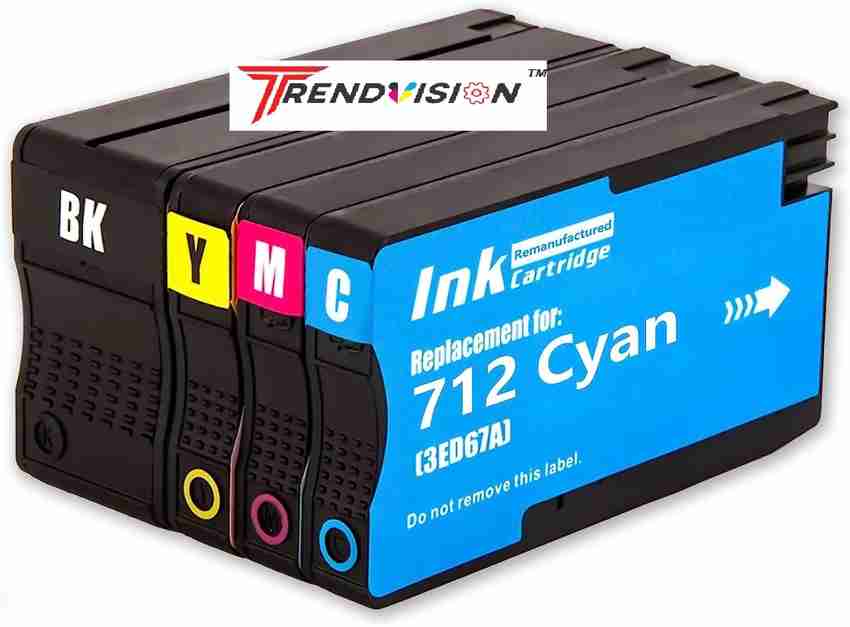 trendvision 712 Combo Ink Cartridge for USE in Designjet  T210,T230,T250,T630,T650 Printer Black + Tri Color Combo Pack Ink Cartridge  - trendvision : Flipkart.com