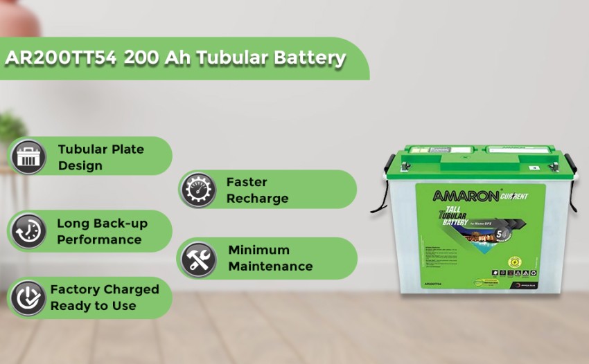 amaron 750 VA with AR200TT54 Tubular Inverter Battery
