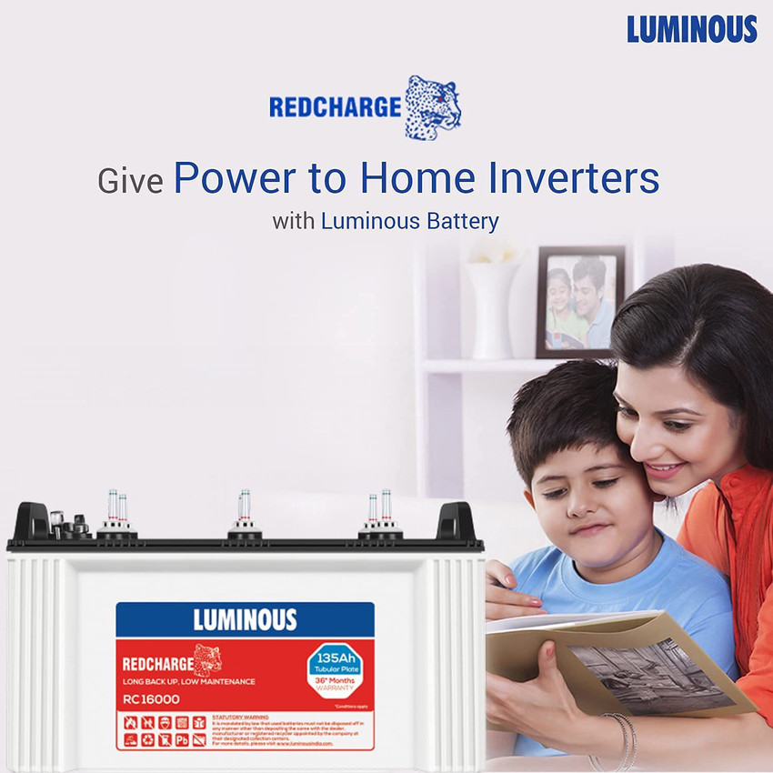 LUMINOUS Red Charge RC 16000 135Ah Recyclable Short Tubular