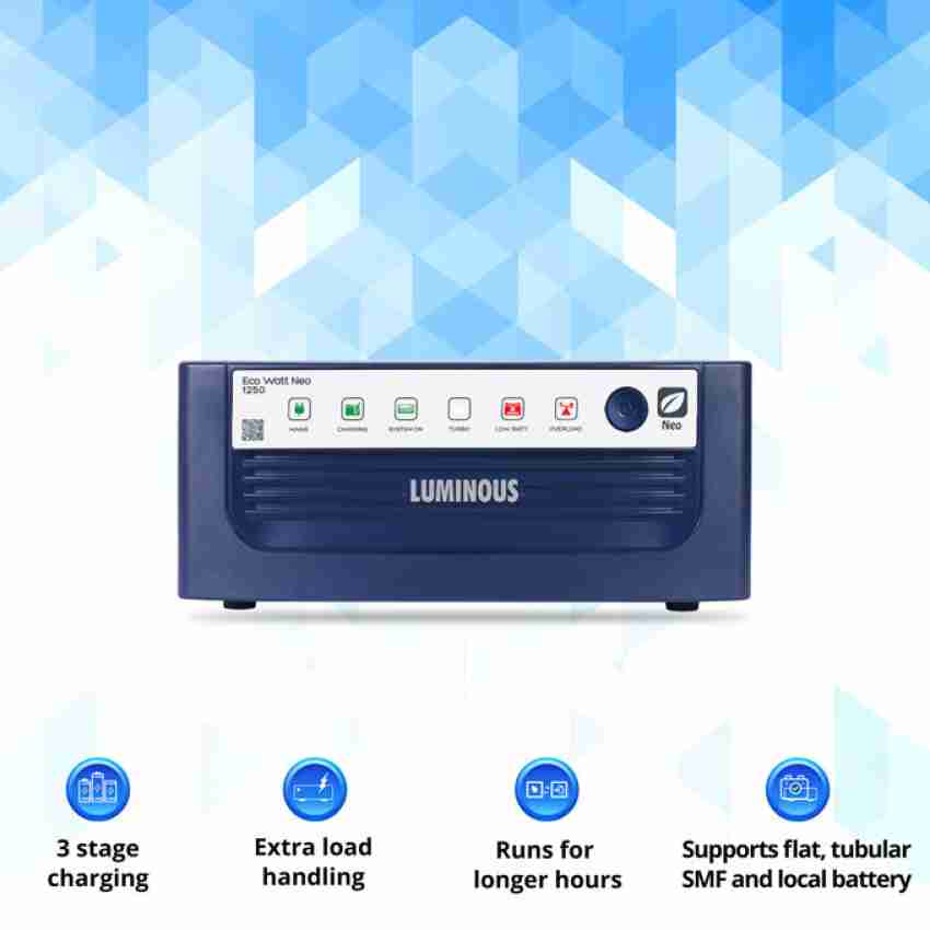 LUMINOUS Eco Watt Neo 1250 Inverter with Inverlast ILTT 25060 Tubular  Inverter Battery Price in India - Buy LUMINOUS Eco Watt Neo 1250 Inverter  with Inverlast ILTT 25060 Tubular Inverter Battery online at