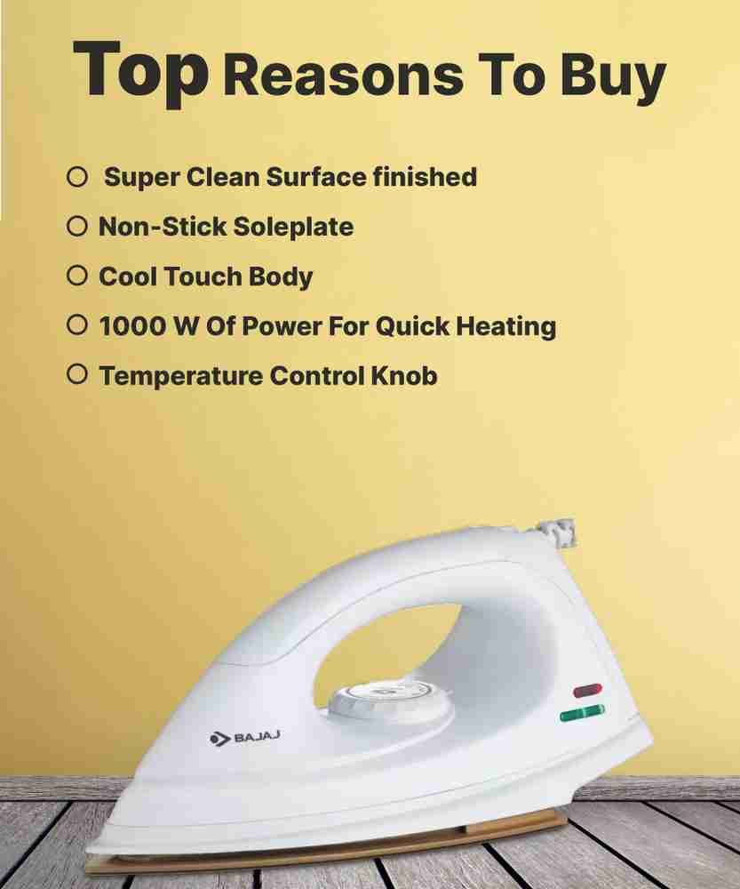 BAJAJ DX 7 Light Weight 1000 W Dry Iron Price in India Buy BAJAJ DX 7 Light Weight 1000 W Dry Iron Online at Flipkart