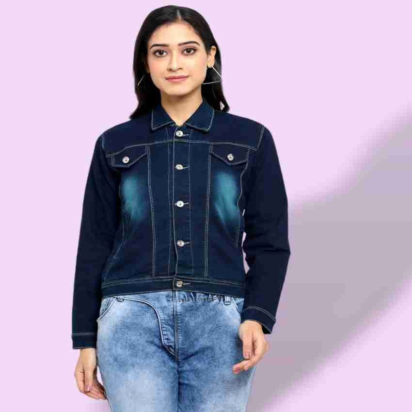 Womens jean jacket hot sale no collar