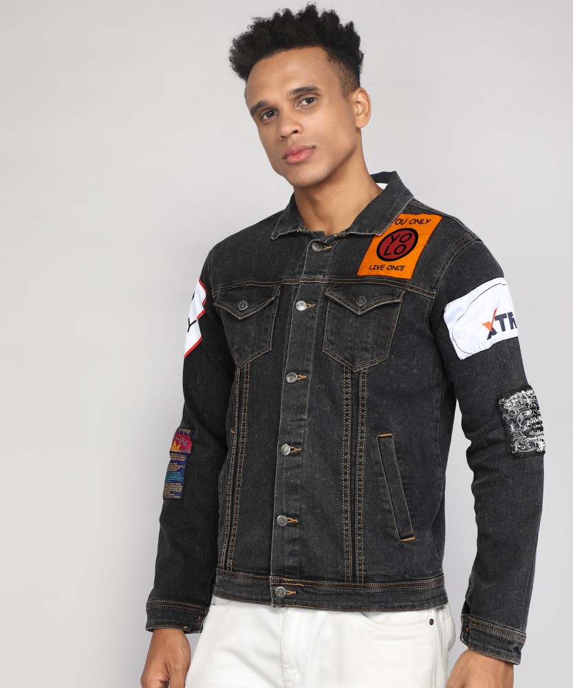 Denim jacket no collar mens best sale