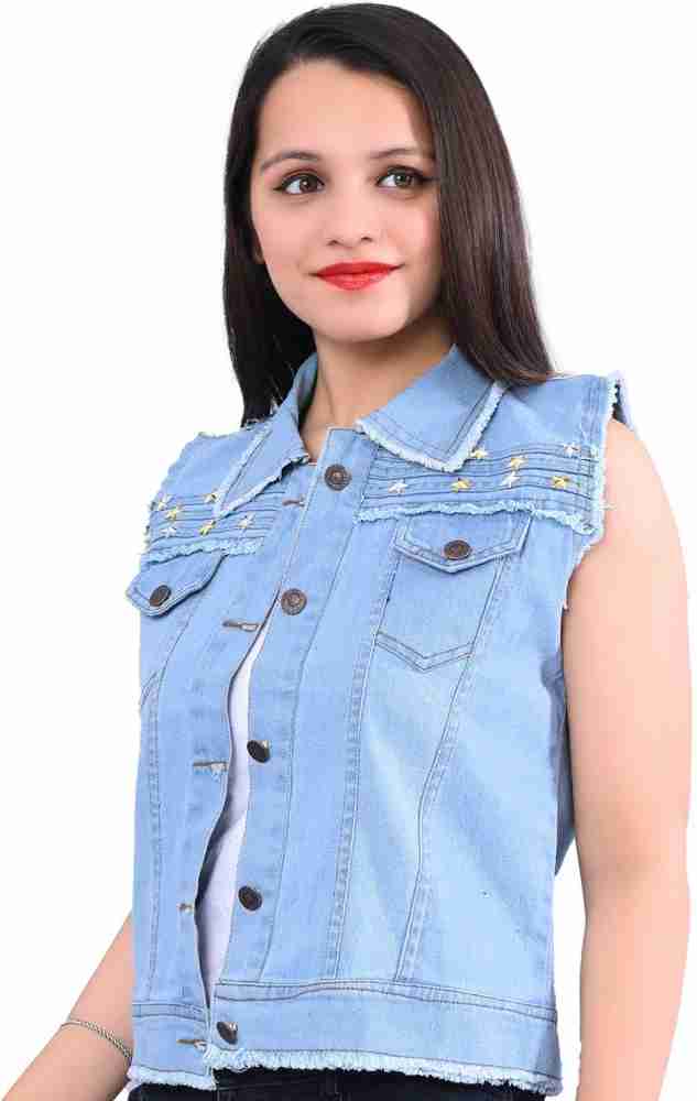 Girls sleeveless jean jacket best sale